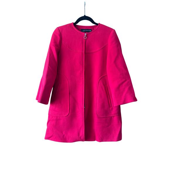 Zara Jackets & Blazers - Zara Women's Full Zip Mid-Length Coat Jacket 3/4 Sleeve Pink Size XS
